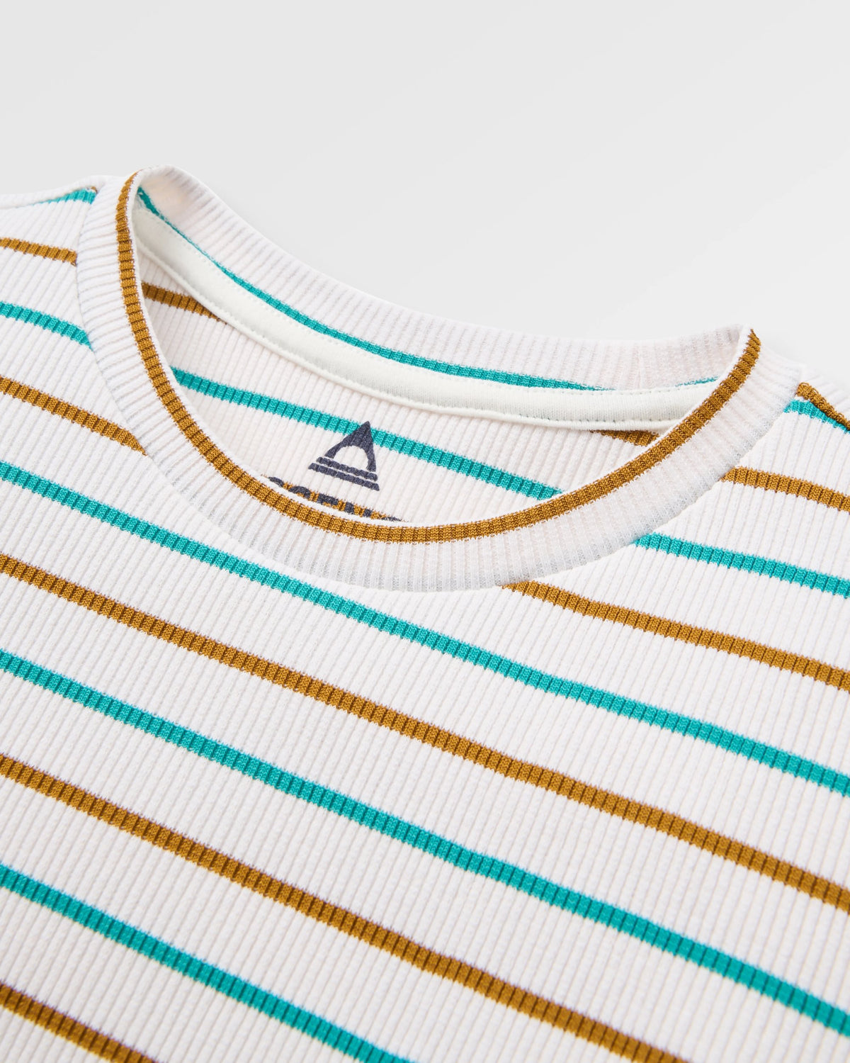 Out There Ribbed Cropped T-Shirt - Spruce Yellow/Aqua Stripe - Flatlay