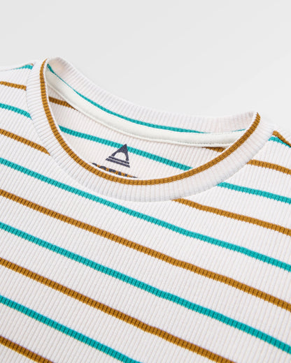 Out There Ribbed Cropped T-Shirt - Spruce Yellow/Aqua Stripe - Flatlay