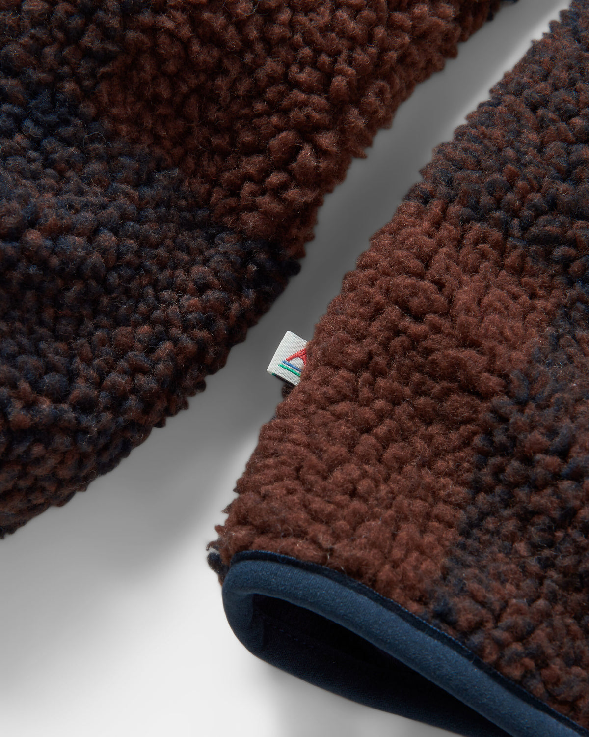 Trekker Deep-Pile Sherpa Fleece - Chestnut/Deep Navy Check - Flatlay