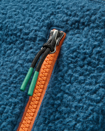 Maine 1/2 Zip Sherpa Fleece - Stormy Blue/Dark Denim - Flatlay