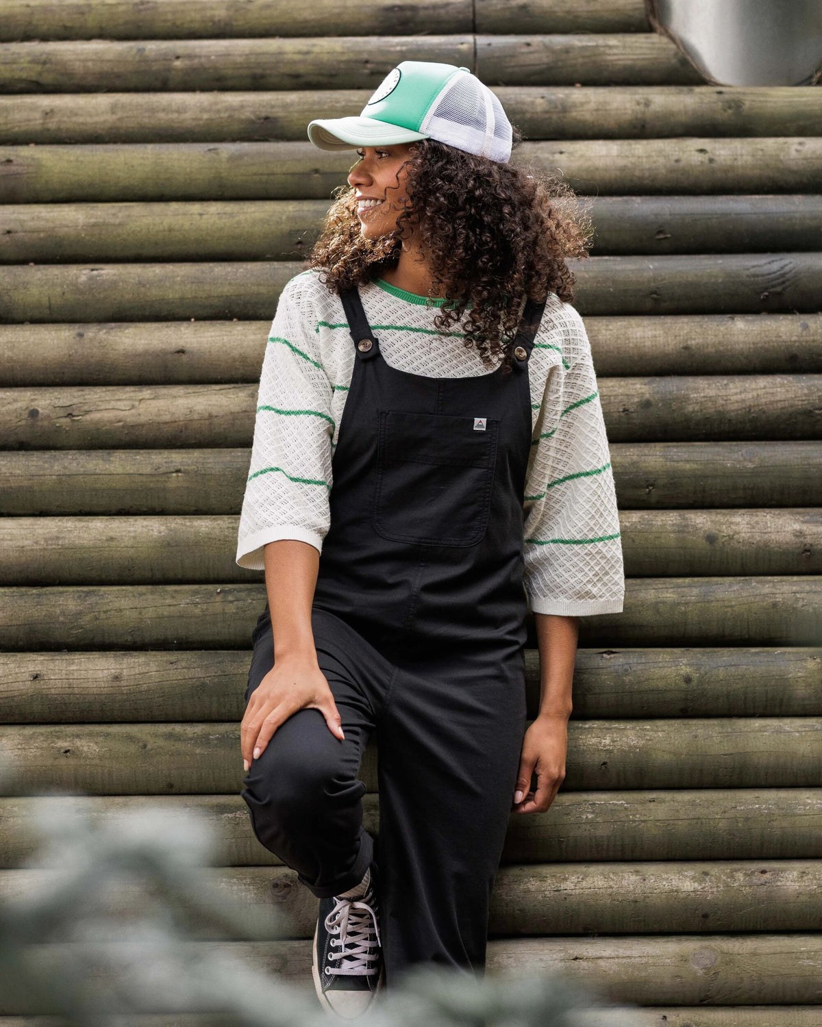 Migrate Knitted Jumper - Green spruce stripe - Lifestyle