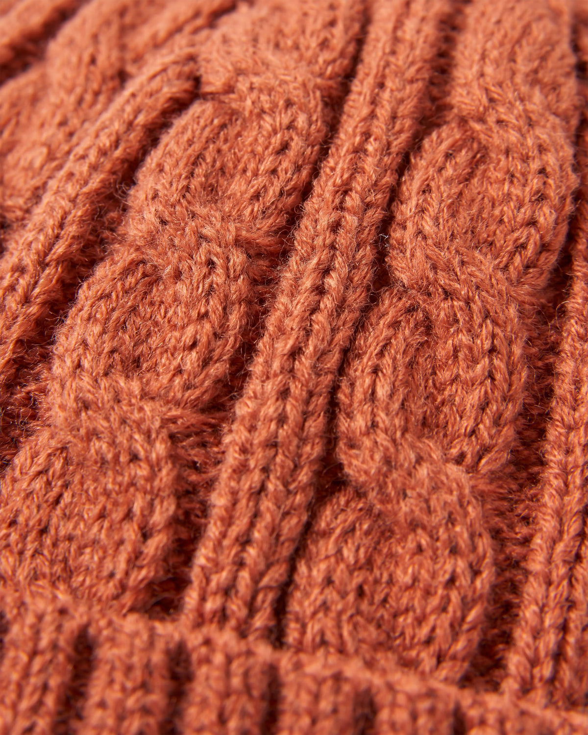 Fireside Cable Knit Beanie - Baked Clay - Flatlay