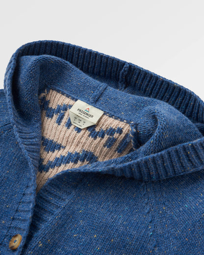 Snoozle Knitted Hooded Cardigan - Rich Nav - Flatlay