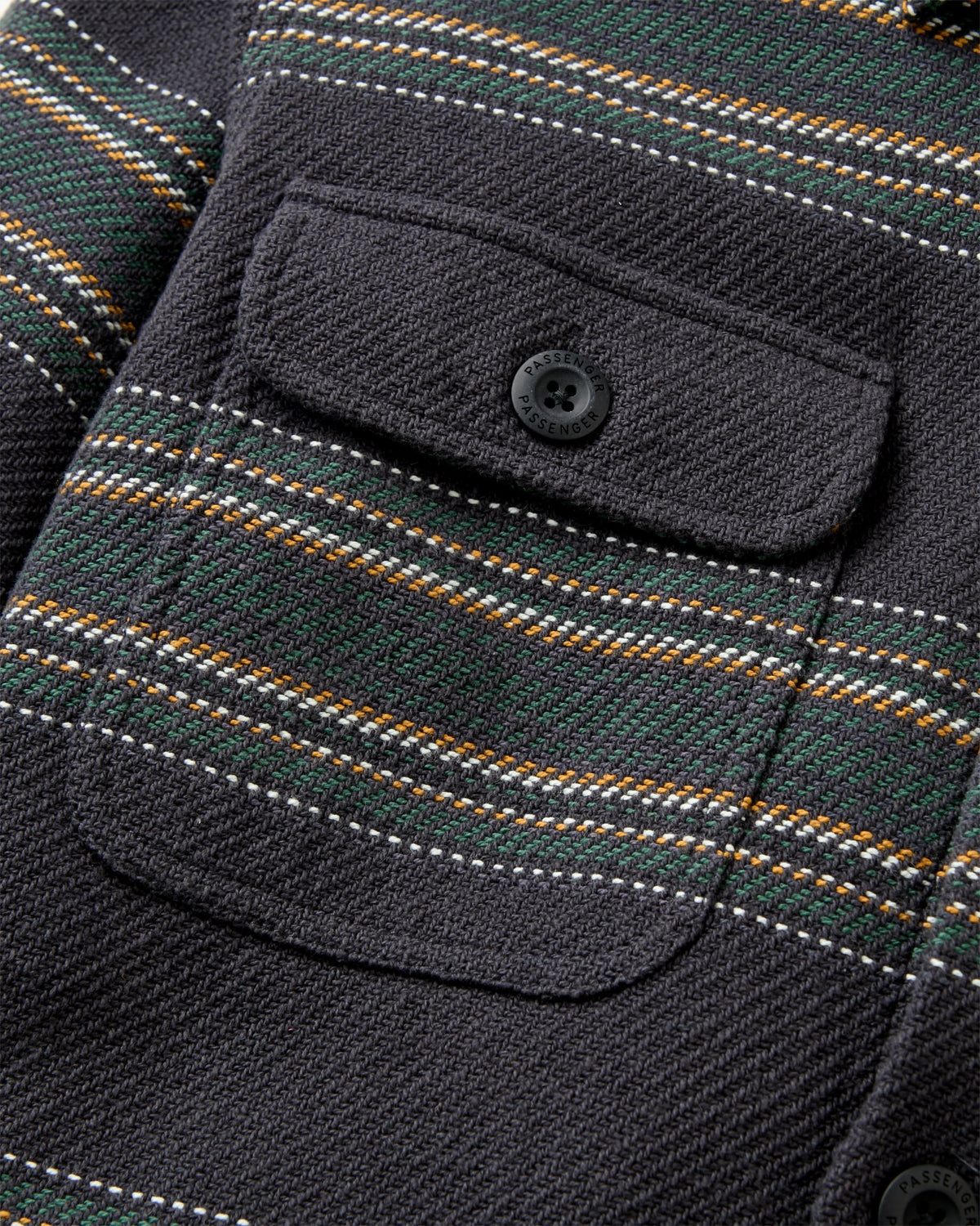 Island Heavy Twill Shirt - Faded Black Stripe - Flatlay