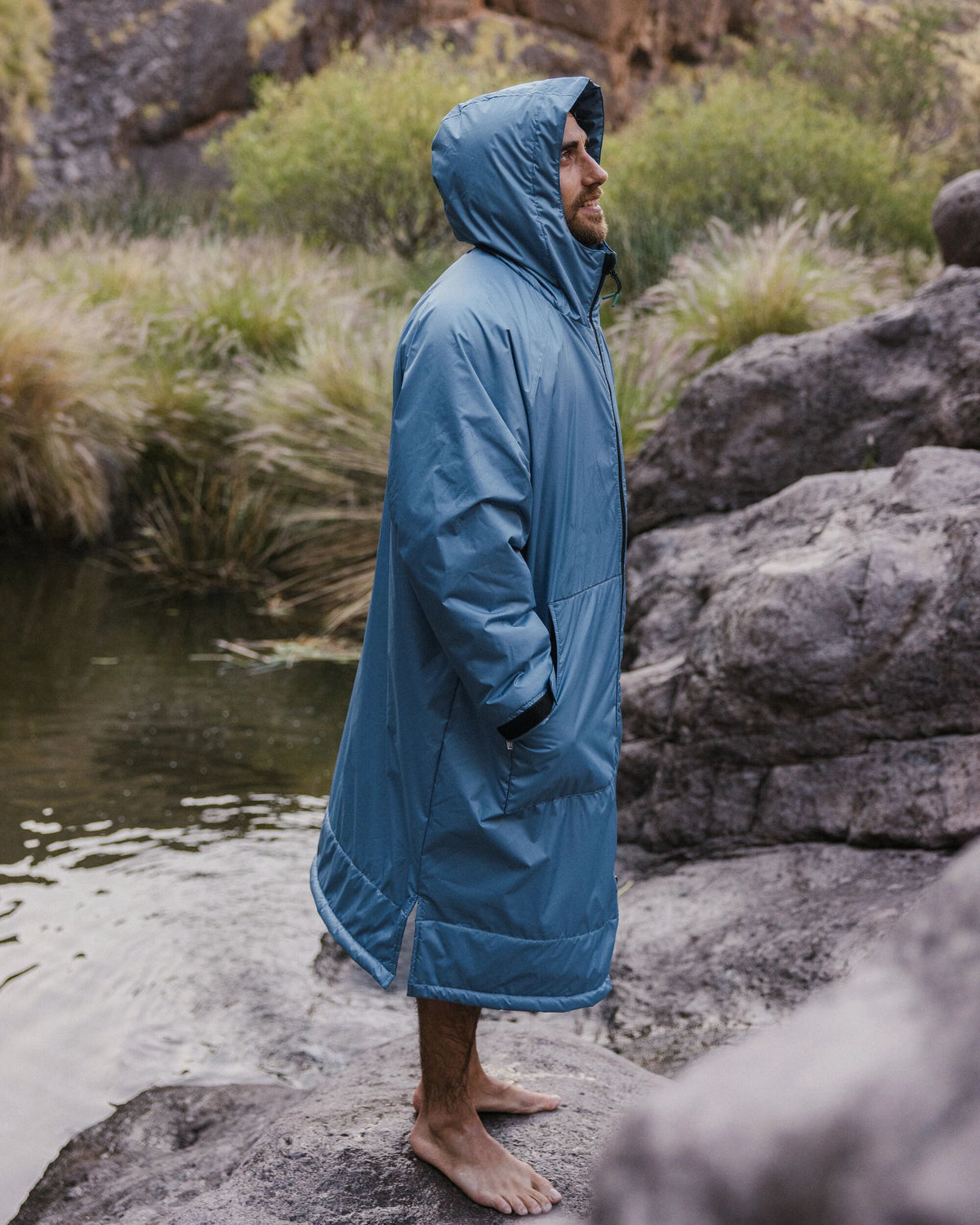 Escapism Sherpa Lined Changing Robe - Moonlight Blue - Lifestyle - Male