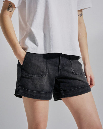 Carriso Short - Washed Black Denim - Studio Model