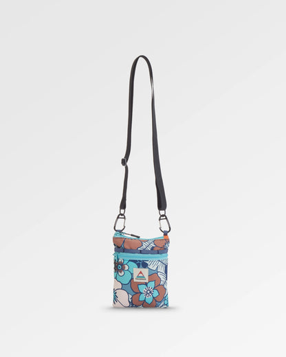 Journey Crossbody Bag - Vintage Floral Aqua - Flatlay