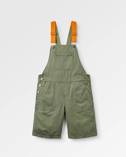 Shuffle Light Cotton Short Dungarees - Wild Green - Flatlay