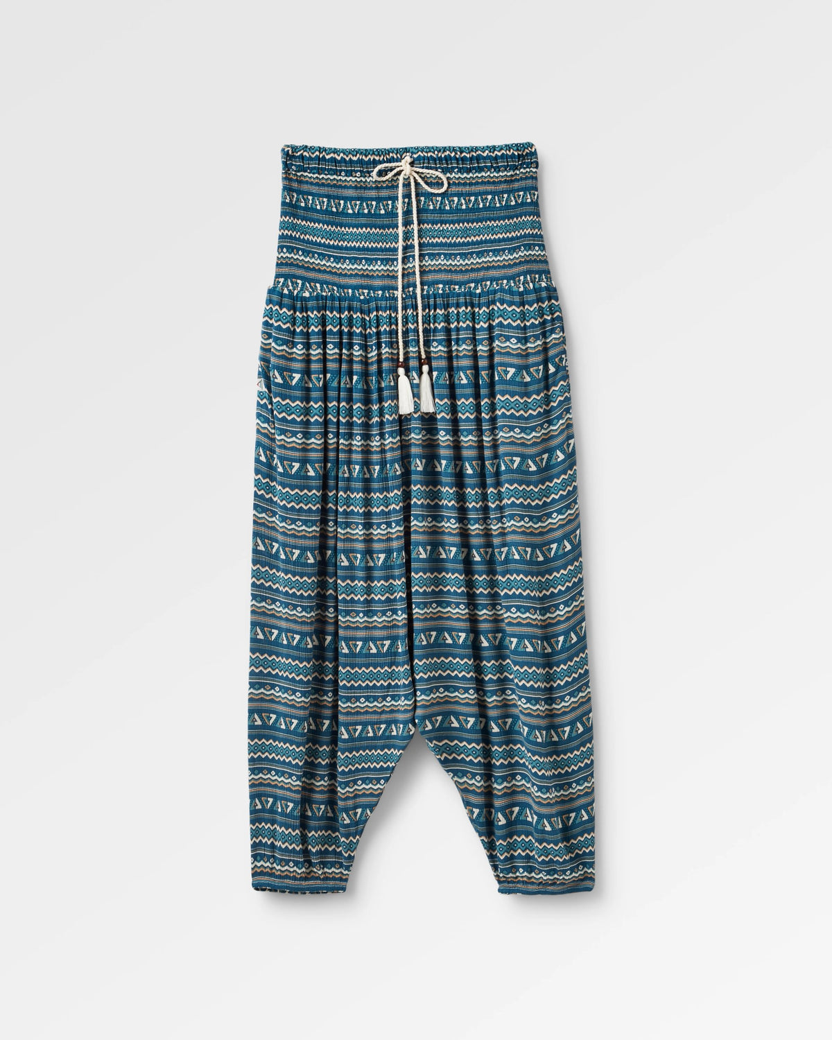 Daylily Loose Trouser - Geo Stripe Dark Denim - Flatlay