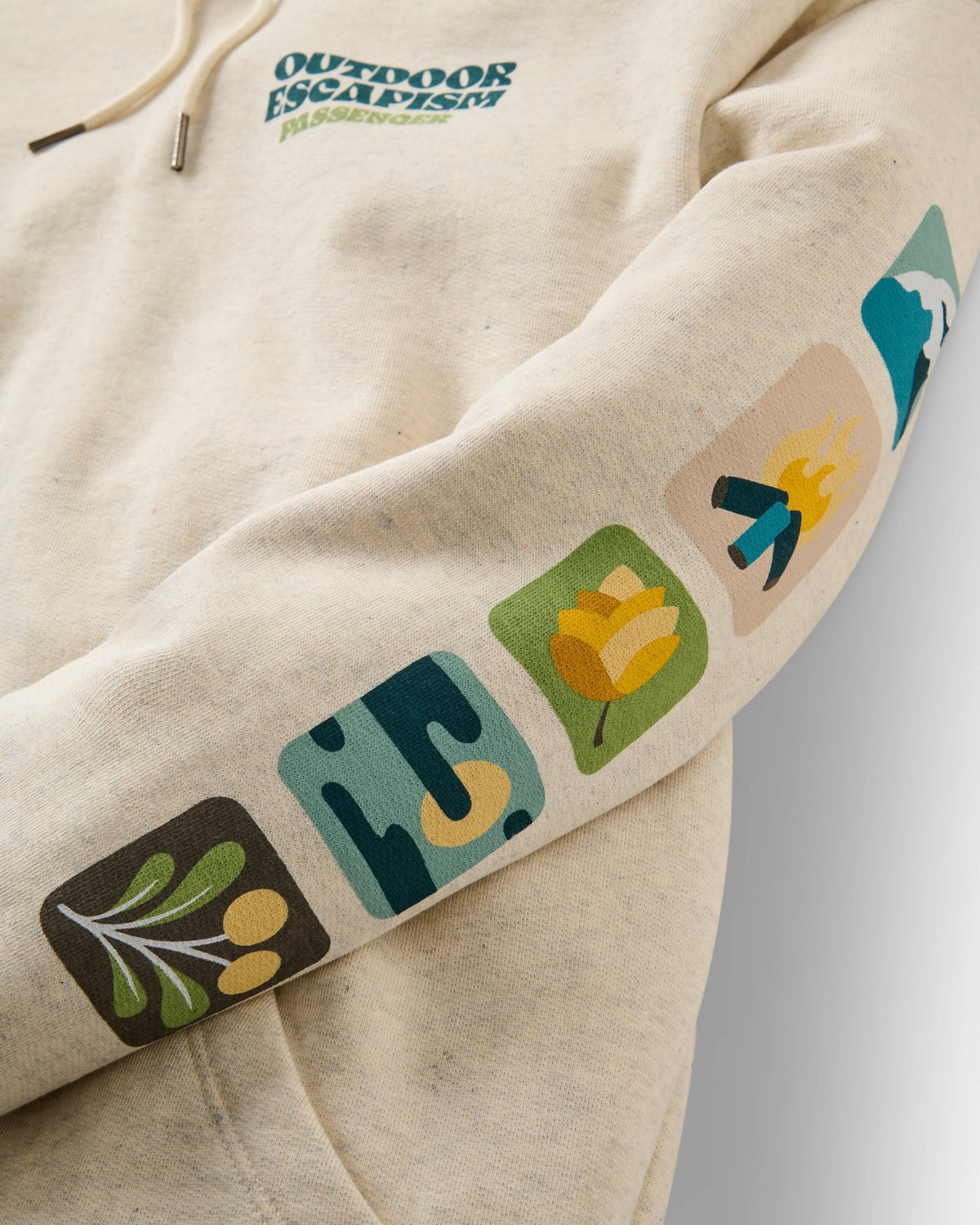 Patch Cotton Hoodie - Milky Marl - Flatlay