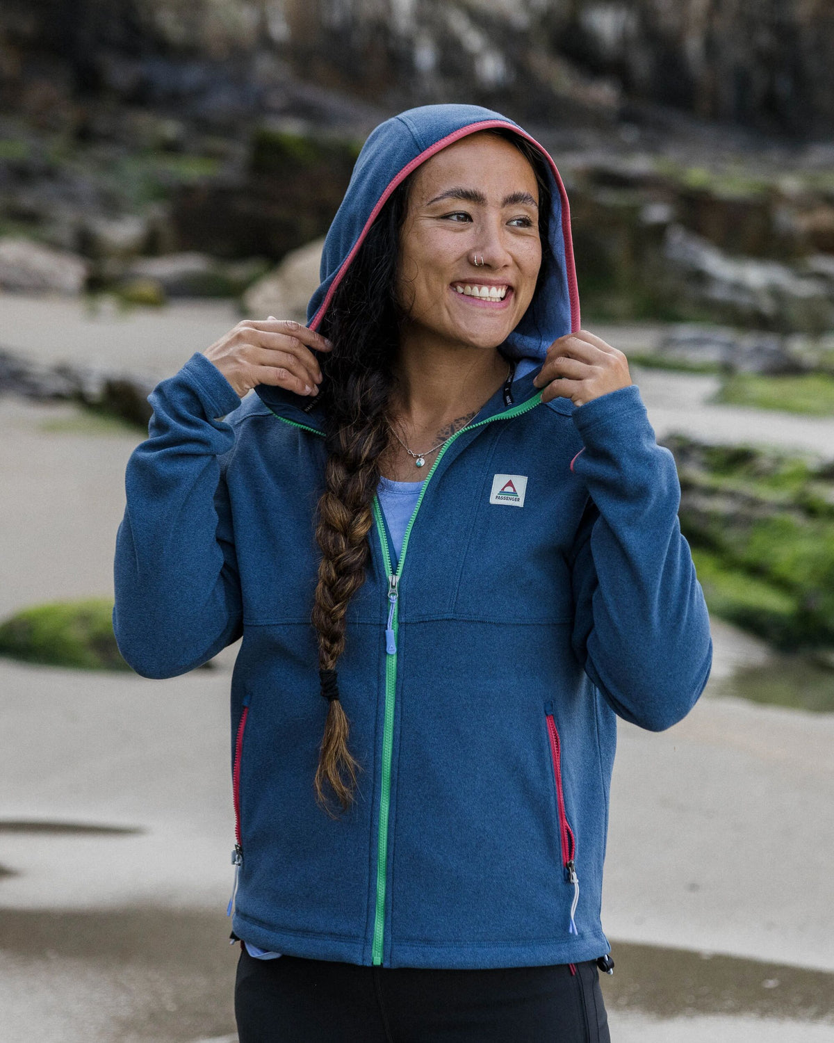 Crest Polartec® Fleece Hoodie - Dark Denim Marl - Lifestyle