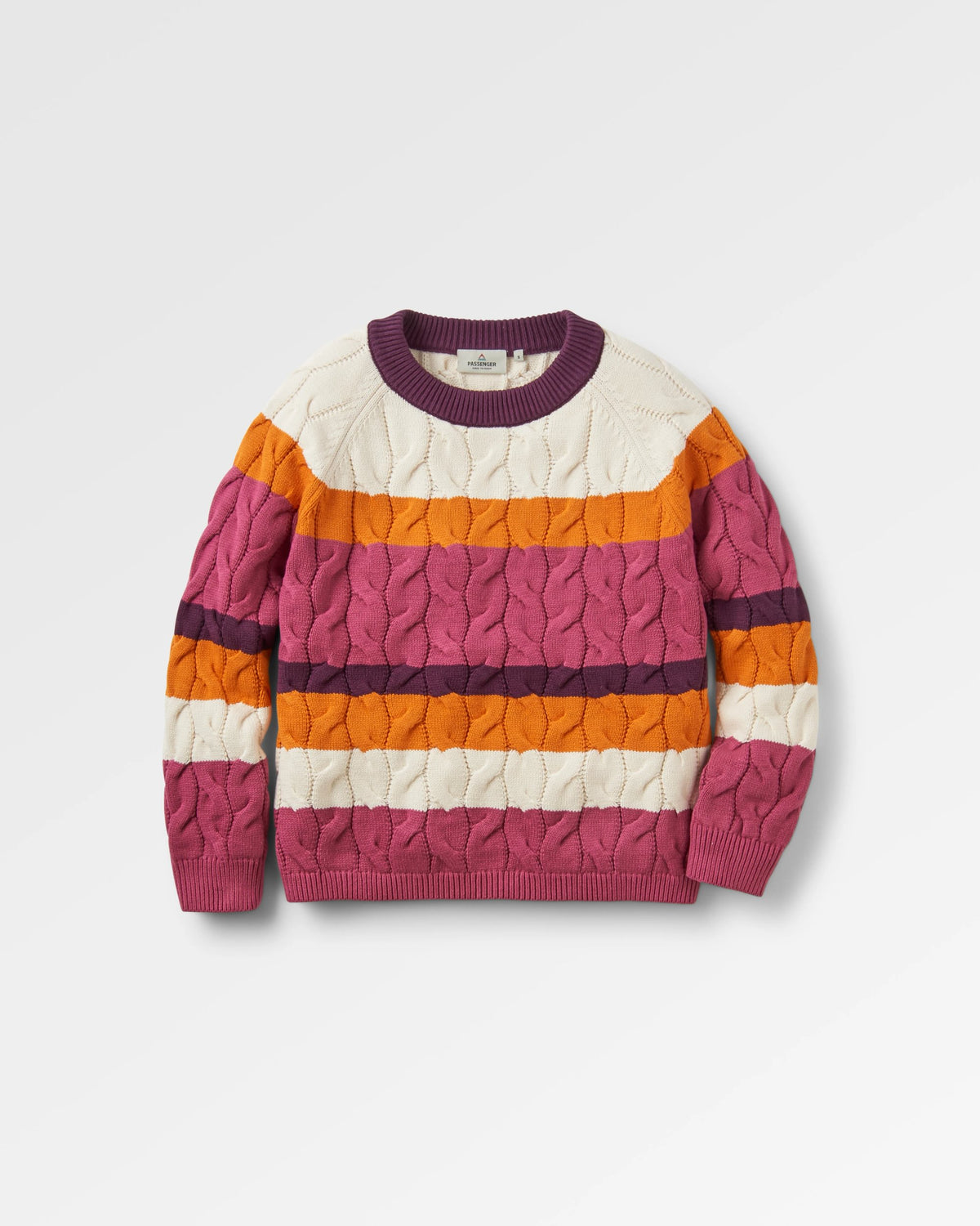 Comfort Cotton Knitted Jumper - Rhubarb Multi Stripe - Flatlay