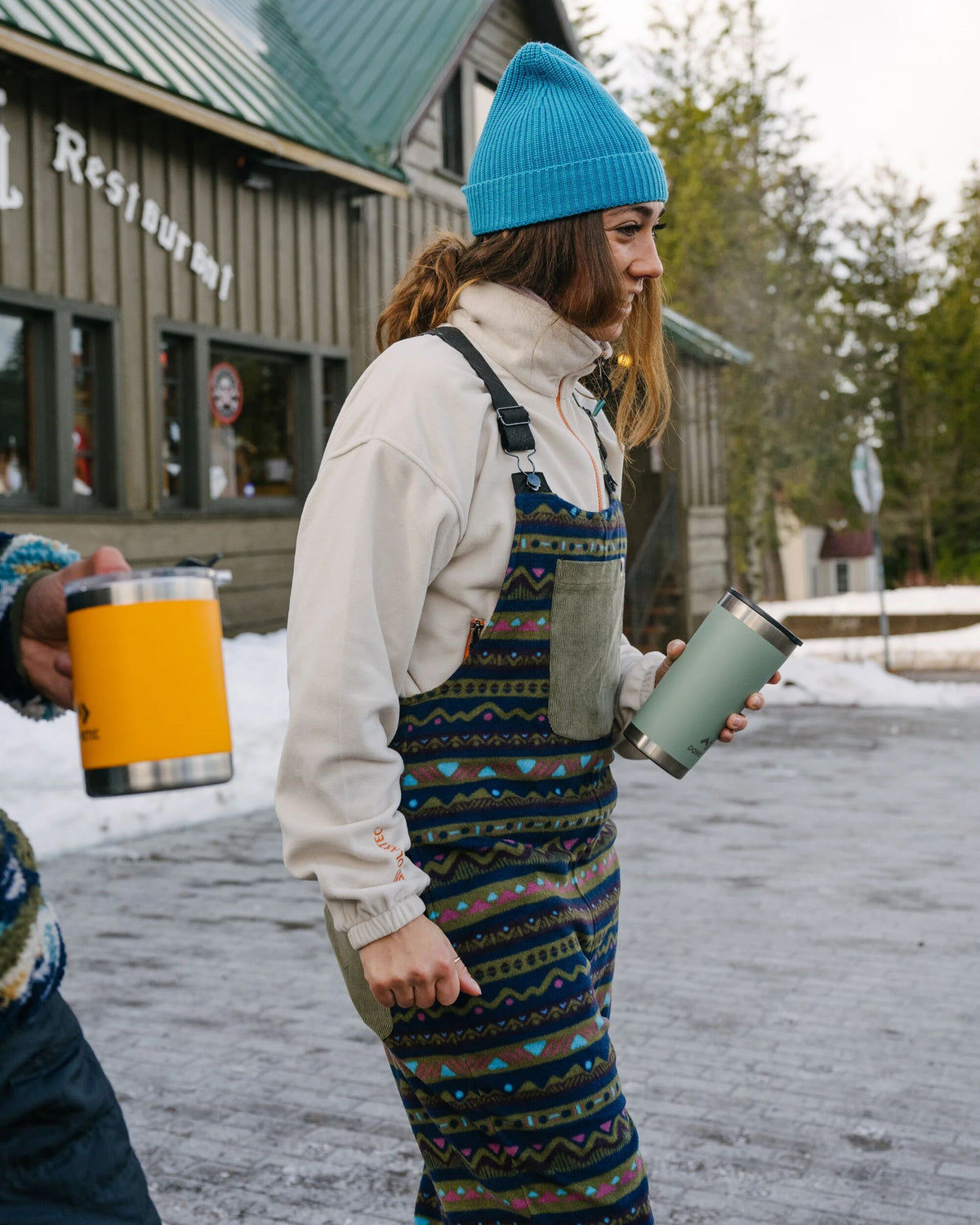 Ace Polar Fleece Dungarees - Mountain Geo Multi - Lifestyle