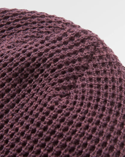 Moss Double Layer Waffle Beanie - Deep Plum - Flatlay
