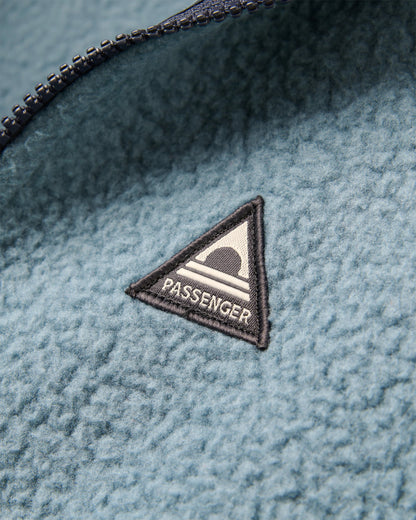 Home Full Zip Hooded Sherpa Fleece - Stormy Blue  - Flatlay