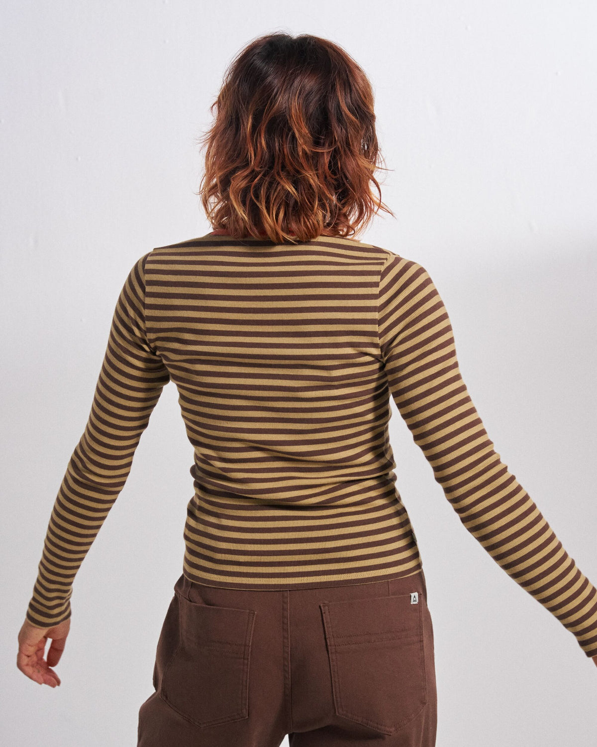 Out There Ribbed LS T-Shirt - Chestnut - Studio Model