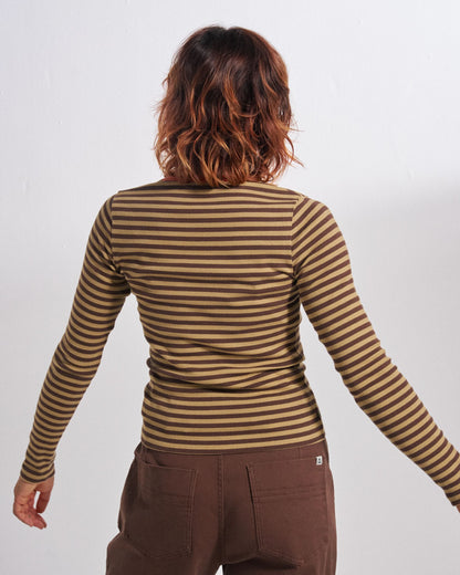 Out There Ribbed LS T-Shirt - Chestnut - Studio Model