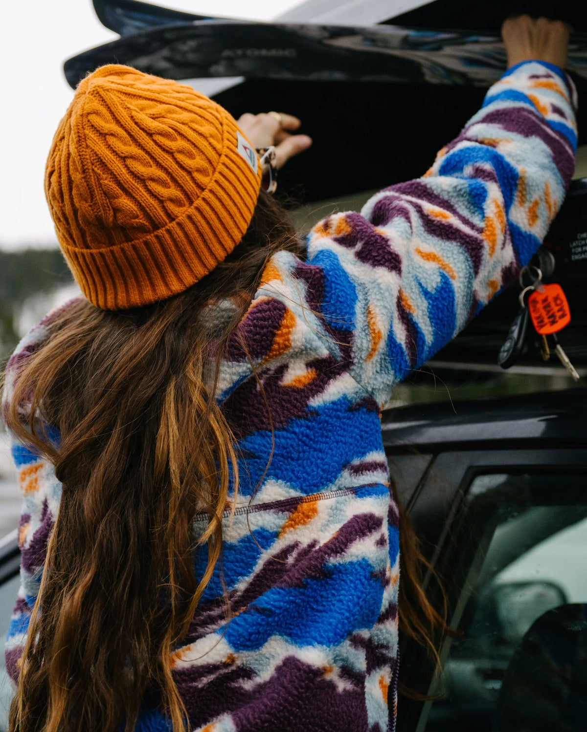 Home Sherpa Fleece - Mount Scenic Azure Blue - Lifestyle