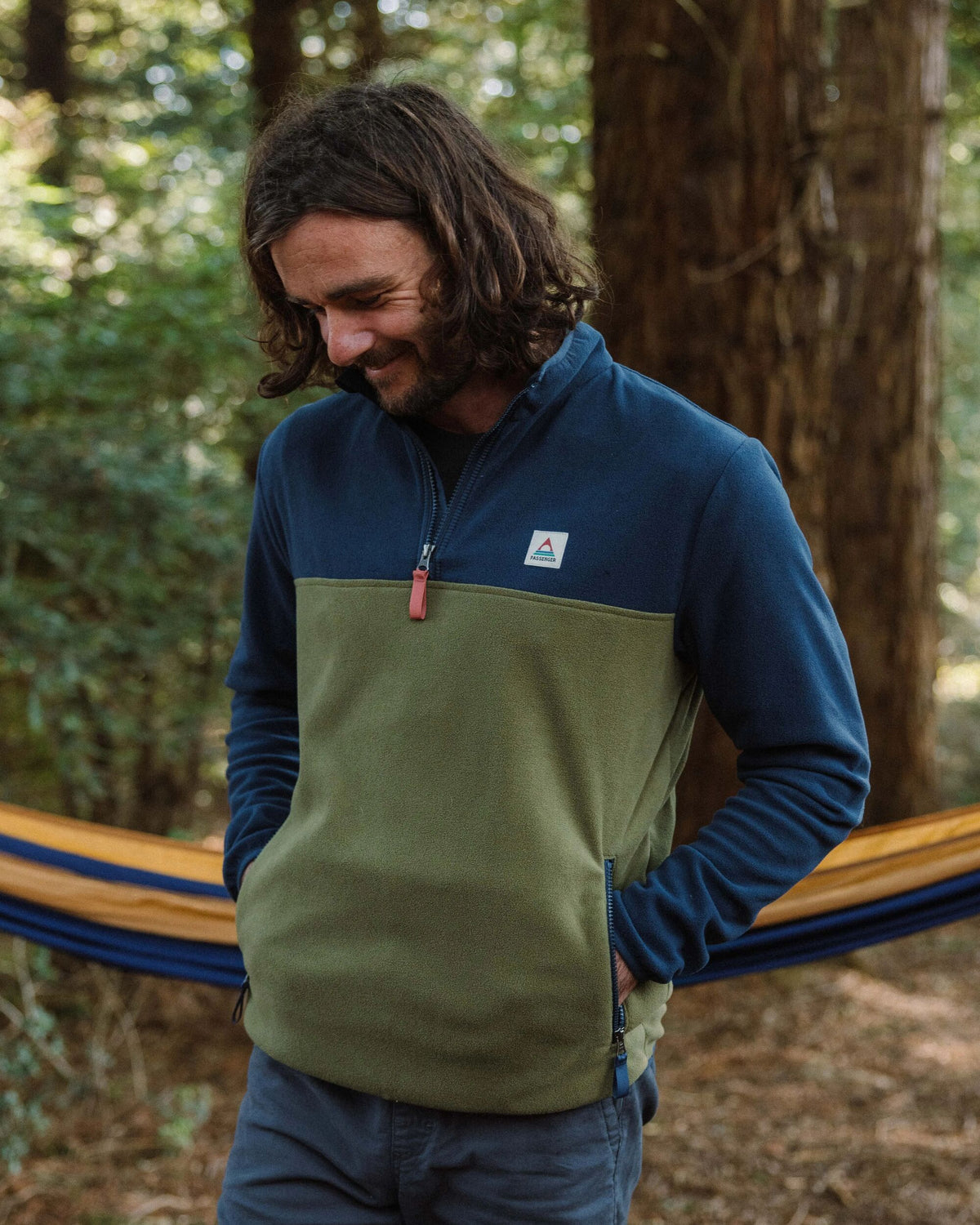 Set Off Polar 1/4 Zip Fleece - Rich Navy/Khaki - Lifestyle