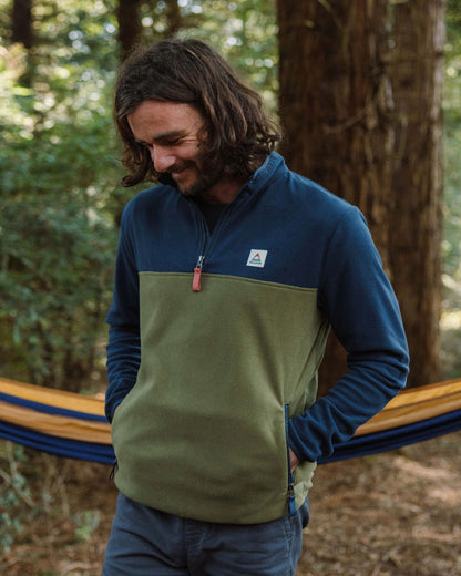 Set Off Polar 1/4 Zip Fleece - Rich Navy/Khaki - Lifestyle
