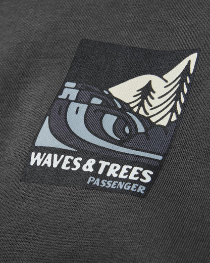 Waves & Trees Cotton Sweatshirt - Charcoal - Flatlay