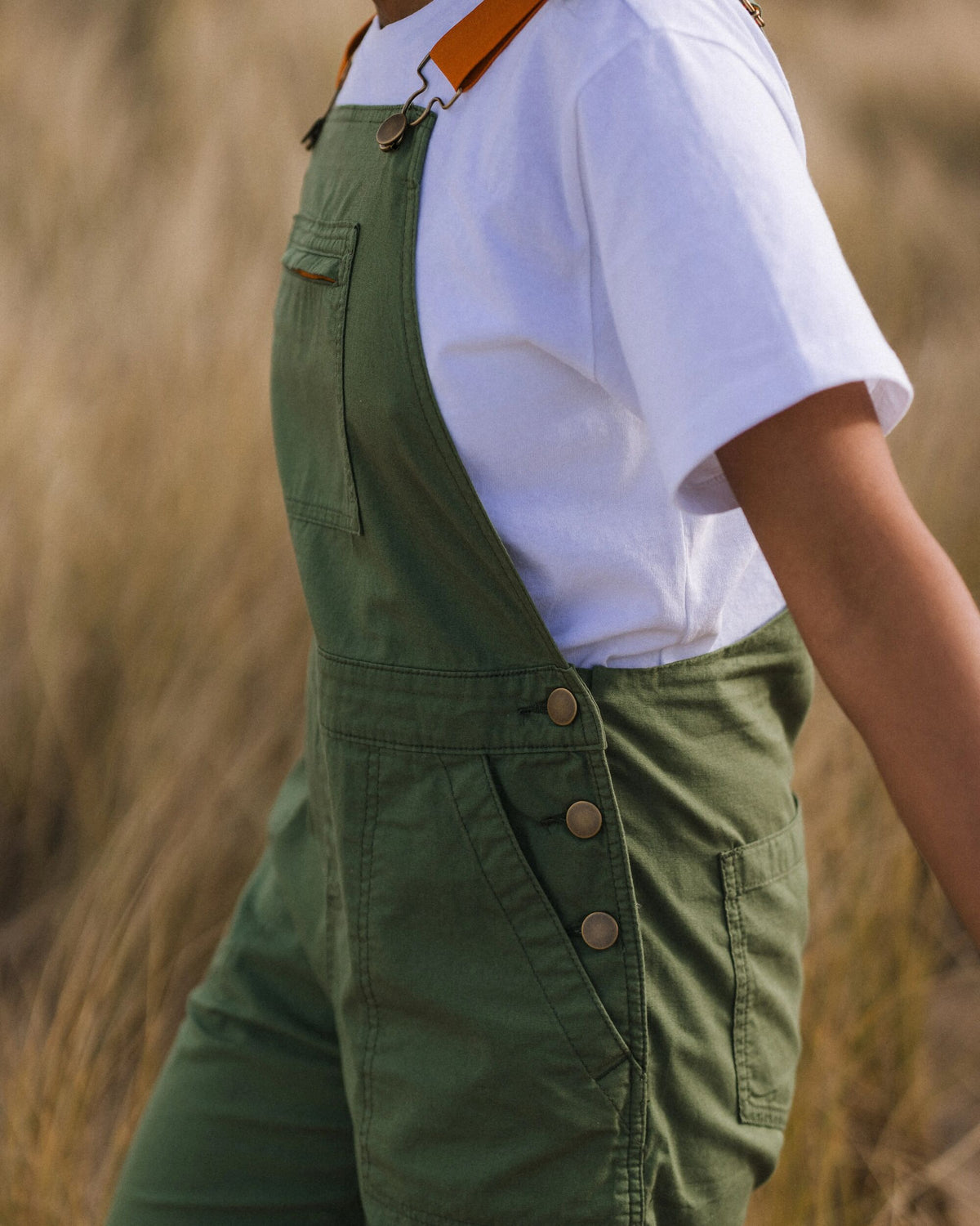 Shuffle Light Cotton Short Dungarees - Wild Green - Lifestyle
