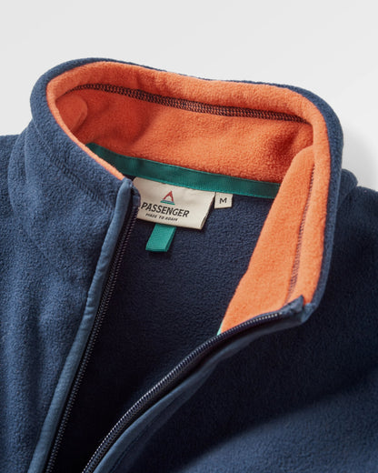 Ridge Full Zip Polar Fleece - Rich Navy/ Burnt Orange - Flatlay