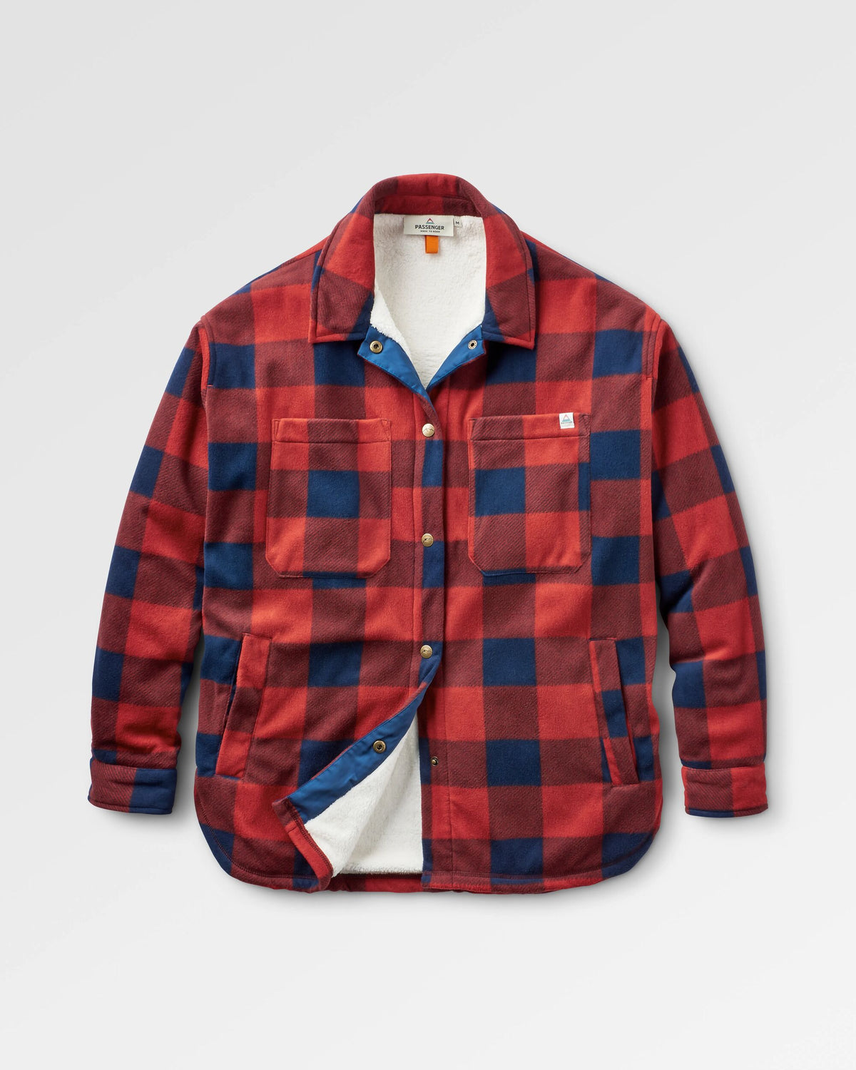 Orion Sherpa-Lined Polar Fleece Shirt - Red Ochre Buffalo - Flatlay