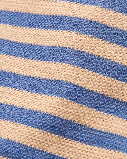 Panorama Striped LS T-Shirt - Faded Denim/Orange Peach Stripe - Flatlay