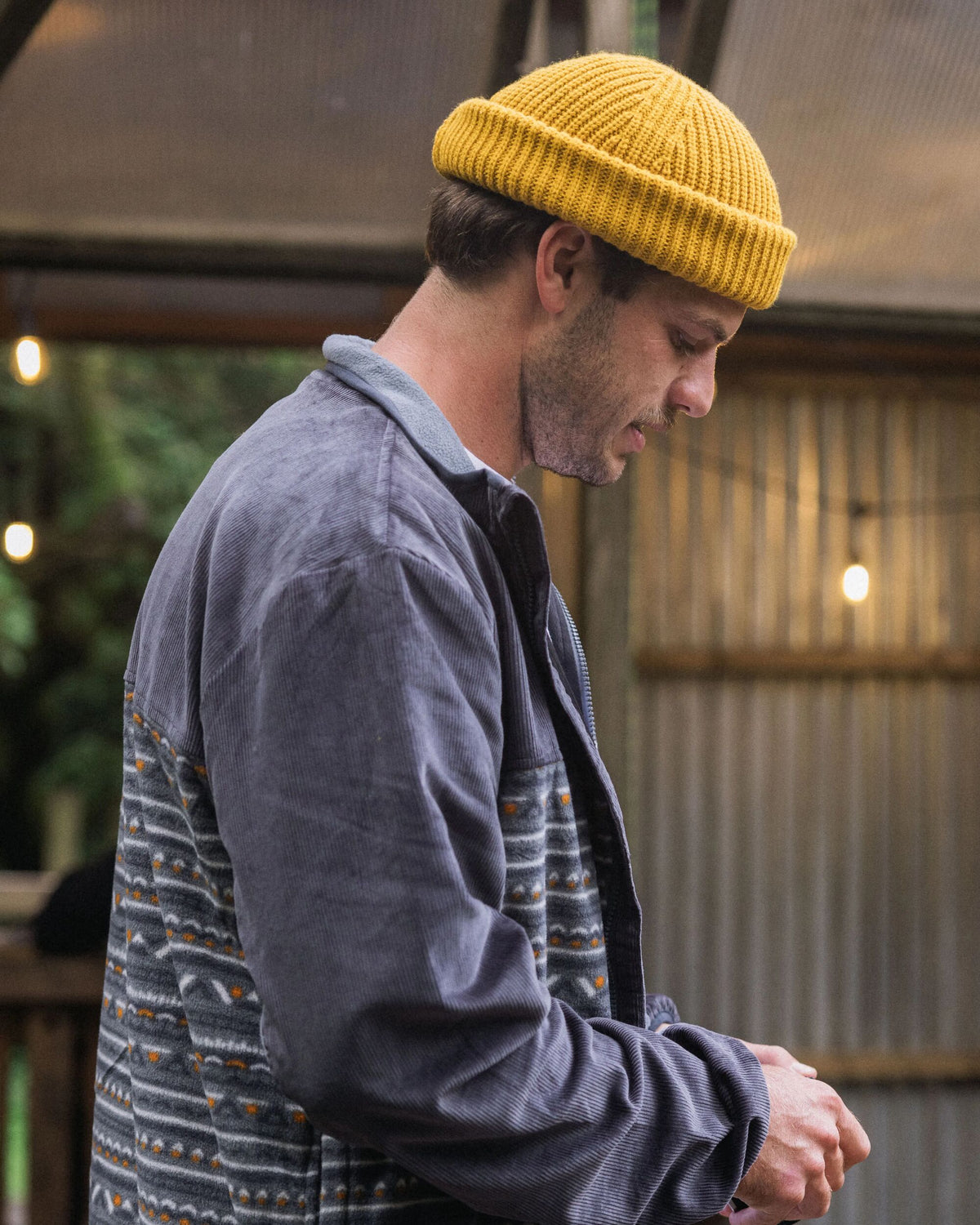 Somewhere Fleece - Geo Tracks Charcoal - Lifestyle