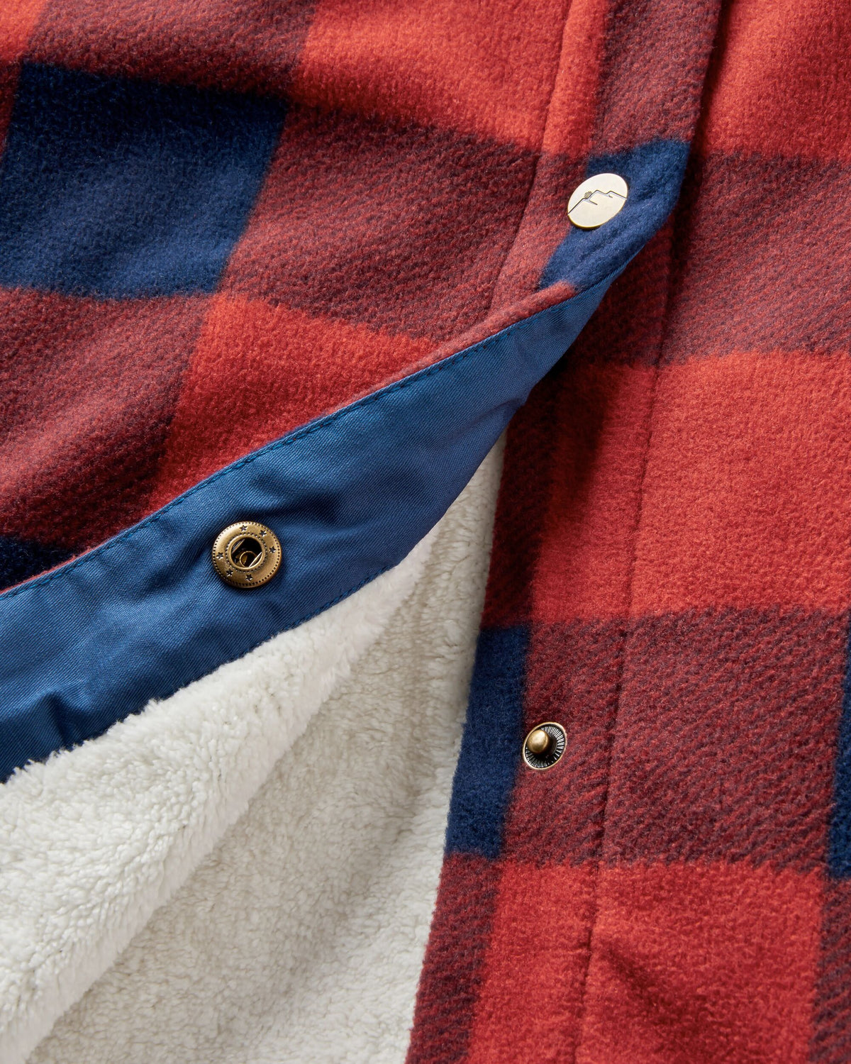Orion Sherpa-Lined Polar Fleece Shirt - Red Ochre Buffalo - Flatlay