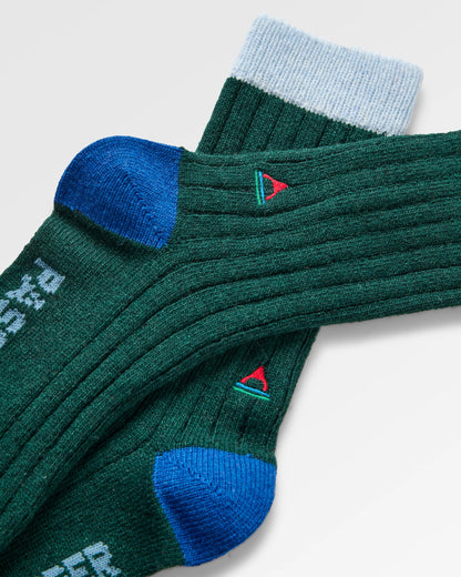 Koa Crew Sock - Dark Fern  - Flatlay