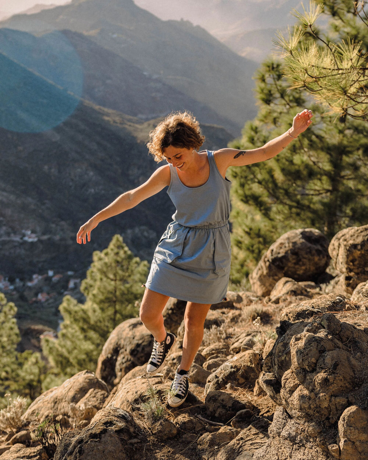 Mesmorise Cotton Dress - Faded Denim - Lifestyle