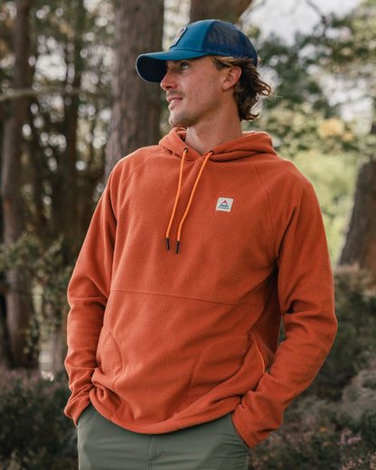 Point Grid Polar Fleece Hoodie - Baked Clay - Lifestyle