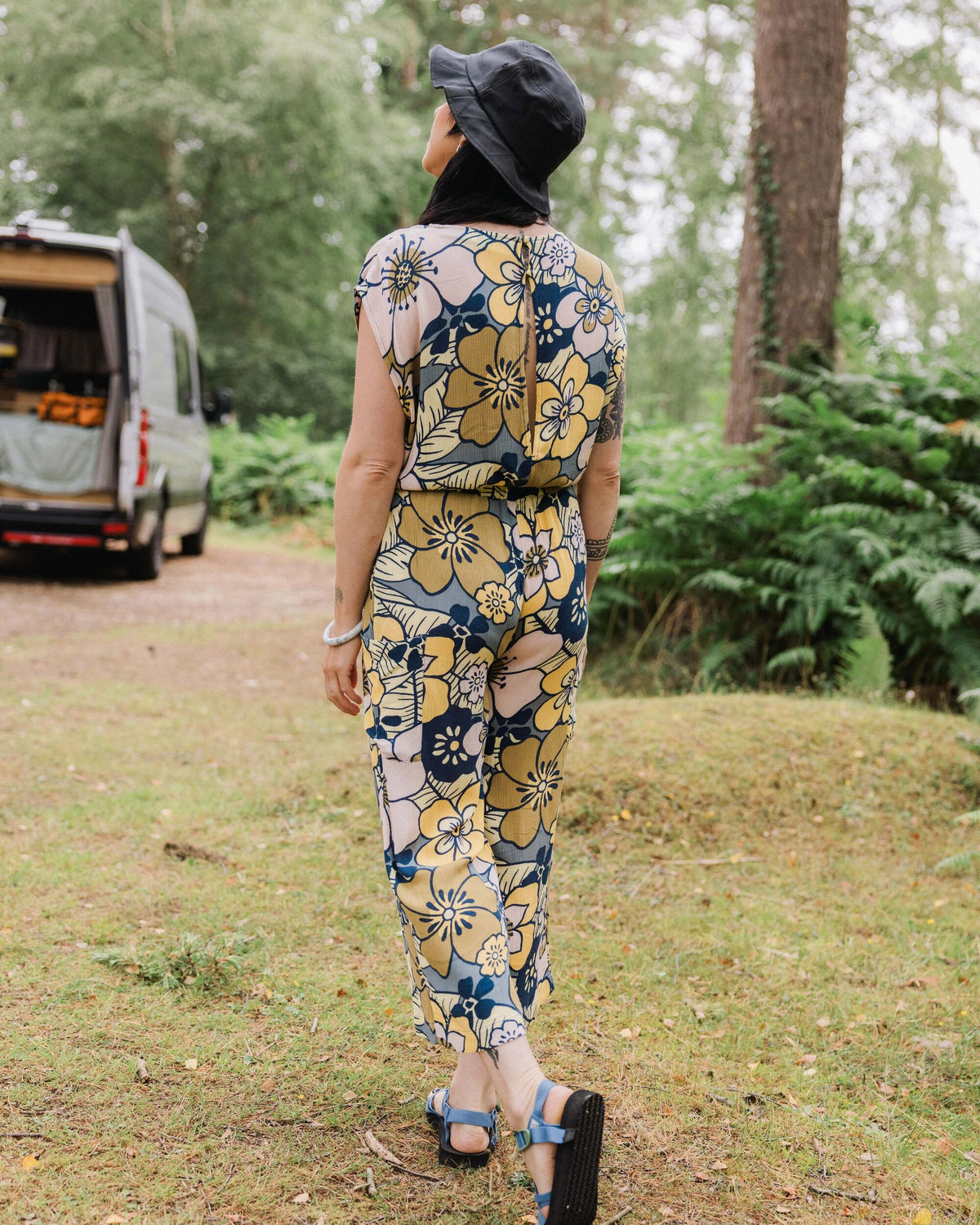 Thimbleberry Jumpsuit - Vintage Floral Sunlight - Lifestyle