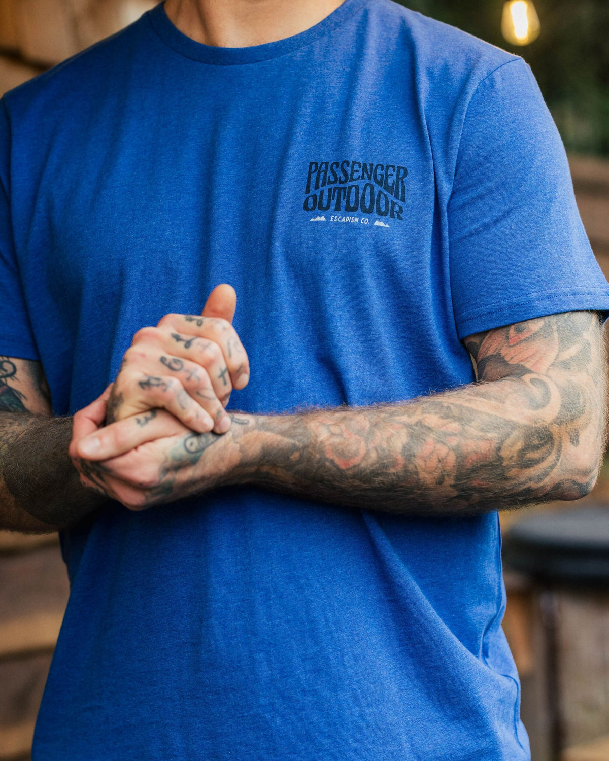 Yuca Cotton T-Shirt - Azure Blue Marl - Lifestyle