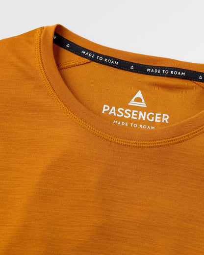 Camp Wild Lightweight Merino Blend LS T-Shirt - Retro Orange - Flatlay