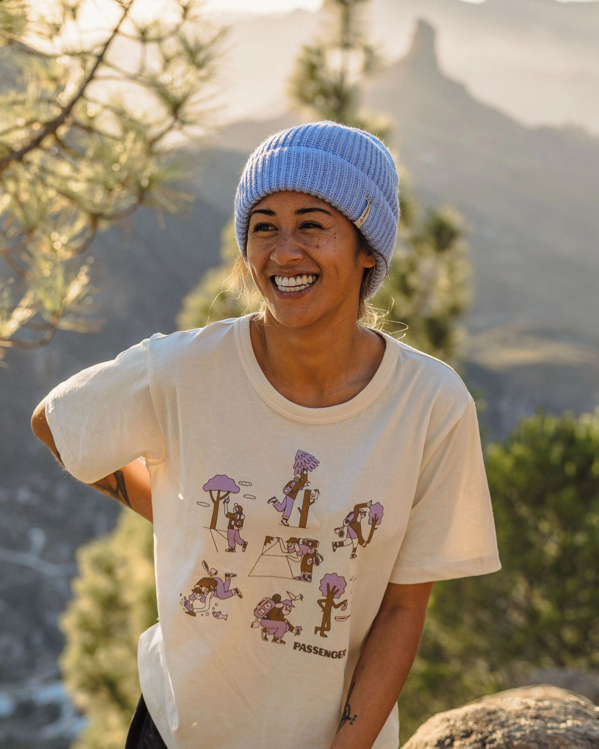 Compass Beanie - Cornflower - Lifestyle - Female