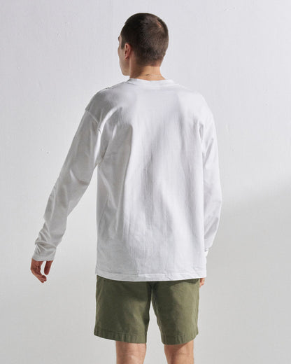 Vita Cotton Relaxed Fit LS T-Shirt - White - Studio Model
