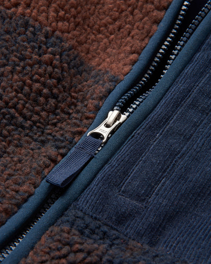Trekker Deep-Pile Sherpa Fleece - Chestnut/Deep Navy Check - Flatlay