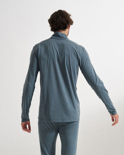 Men's Merino Blend Base Layer Top - Storm Grey - Studio Model