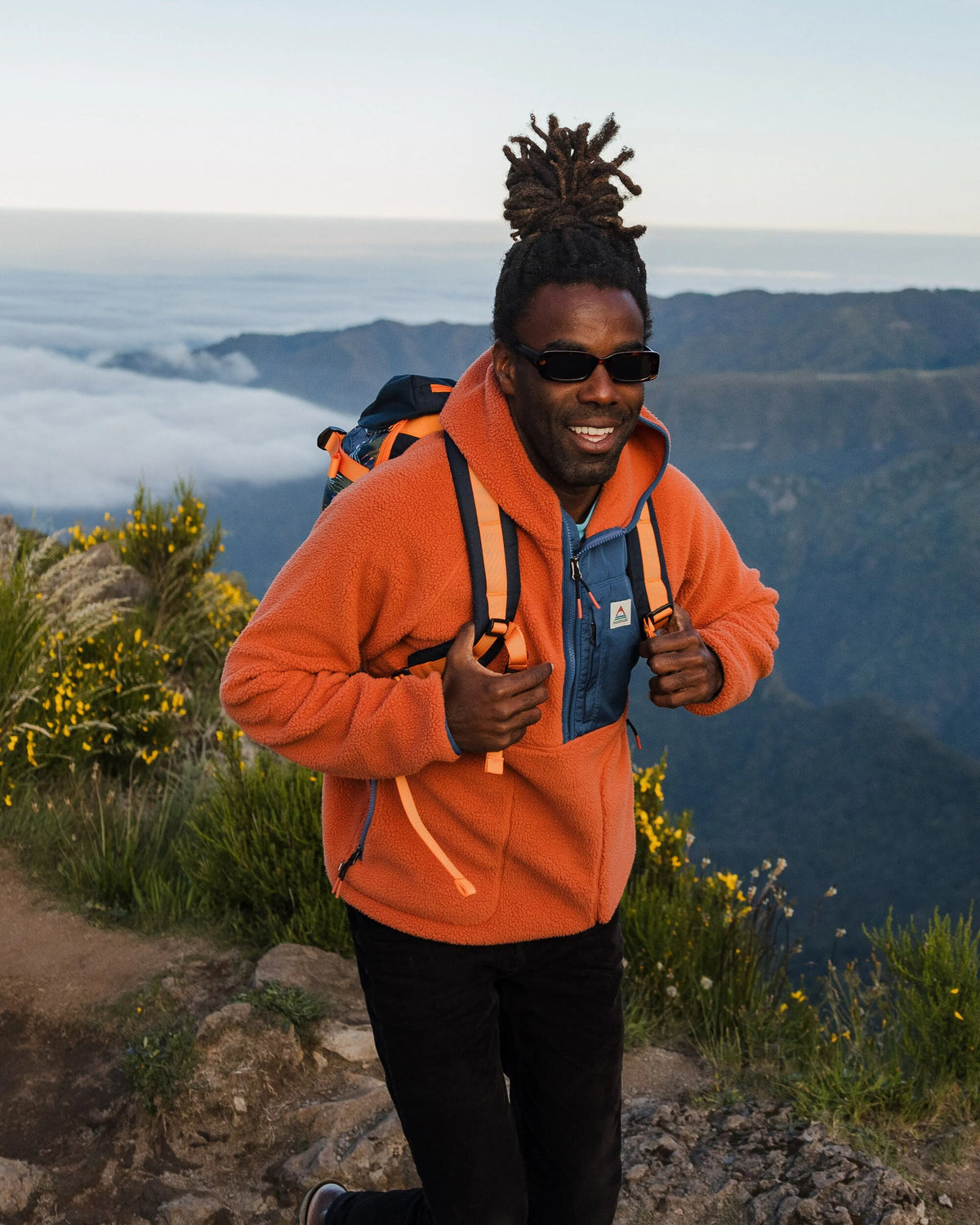 Ventura 1/2 Zip Sherpa Fleece - Baked Clay - Lifestyle