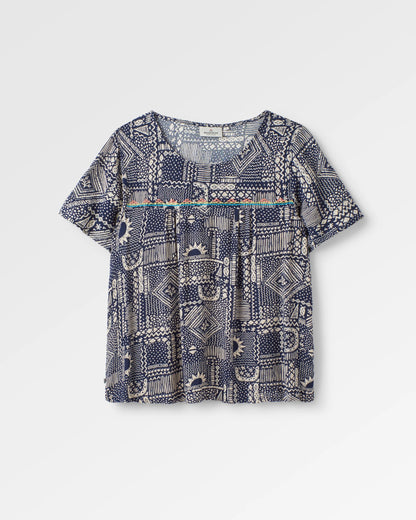 Petal Top - Vintage Patchwork Navy - Flatlay