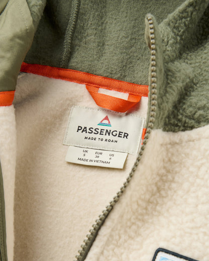 North Coast Full Zip Sherpa Fleece - Dusty Olive/Oatmeal - Flatlay