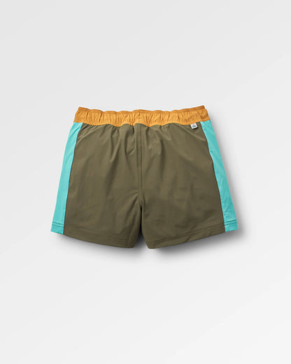 Way Out NetPlus® All Purpose Short - Khaki/Aqua - Flatlay