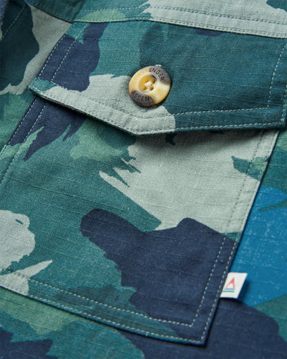 Coral Cotton LS Shirt - Alpine Camo Rain Forest - Flatlay