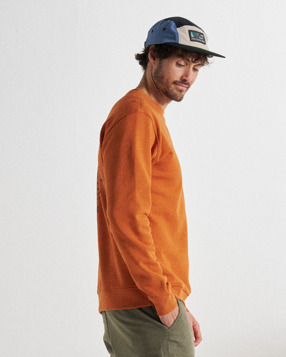 Escapism Regular Fit Sweatshirt - Sunset Orange - Studio Model