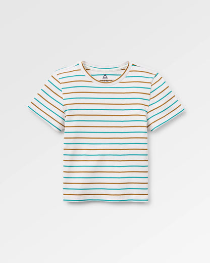 Out There Ribbed Cropped T-Shirt - Spruce Yellow/Aqua Stripe - Flatlay