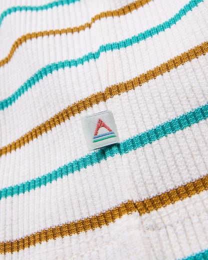 Out There Ribbed Cropped T-Shirt - Spruce Yellow/Aqua Stripe - Flatlay