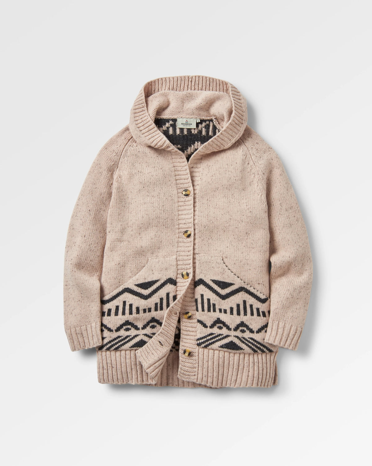 Snoozle Knitted Hooded Cardigan - Oatmeal - Flatlay